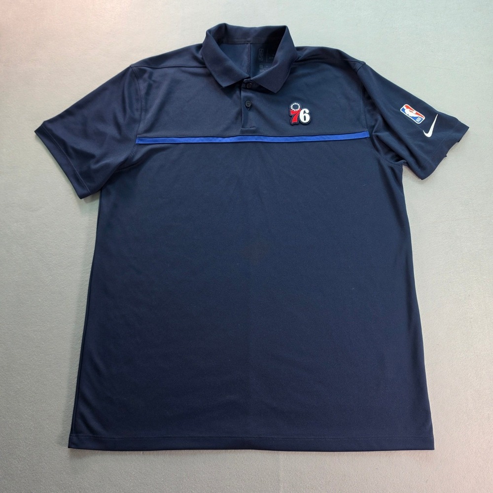 Nike Philadelphia 76ers 76ers NBA Dri-FIT Polo Mens M Navy Blue Sporty Golf